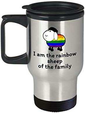 Чаша за пътуване на ЛГБТ - АЗ дъгова агне в семейството - Забавни подаръци ЛГБТК гейове лесбиянкам - Гомосексуальный Би трансгендерный квир - Разходка с розови флага