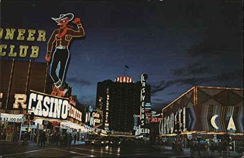 Фримонт стрийт през нощта в Лас Вегас, Невада, Невада оригинални реколта картички