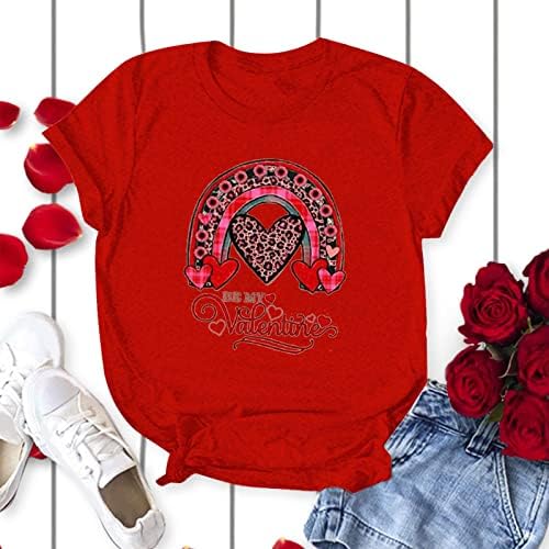 Дамска Тениска на Свети Валентин с Хубав Принтом, Тениски с принтом Сърцето си за Любовта, Ризи с Къс ръкав, Графични