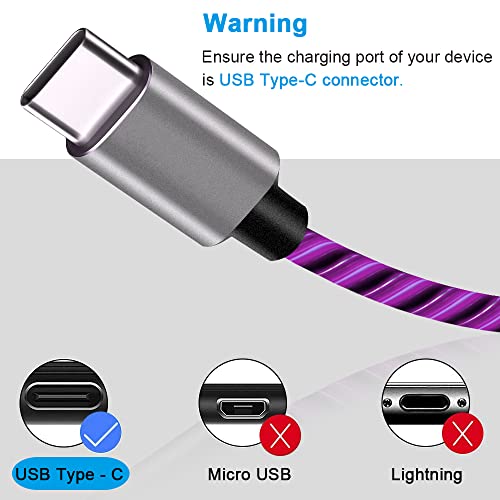 Кабел Oliomp USB Type C, 3A 6 фута Led светлини, Видими Кабели за бързо зареждане зарядно устройство, USB кабел C, Съвместим
