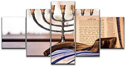 Нощувка в САЩ Платно Художествена стена еврейската менора шофара молитвеник и tallit национален ден на картини Реколта