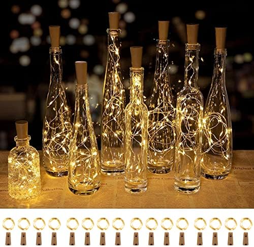 Осветителни тела за винени бутилки Brightown със Запушалка, 16 X 20 Led Непромокаеми Сърцевина на осветителни Тела, работещи на Батерии, Сребърни Телена Мини-Гирлянди за бу?