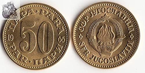Европейската Новата европейска Югославска монета на 100 динара 1989 година на издаване, Паметник на Чуждестранни монети, Югославска монета на 50 Пала 1965 година на изда?