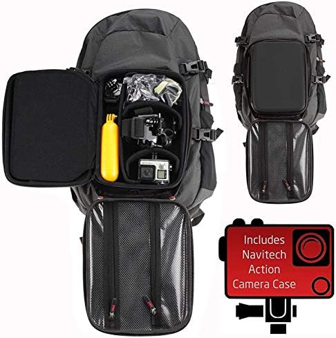 Раница за екшън камери Navitech и Сив калъф за съхранение с вградено нагрудным колан - Съвместим с екшън камера Exprotrek