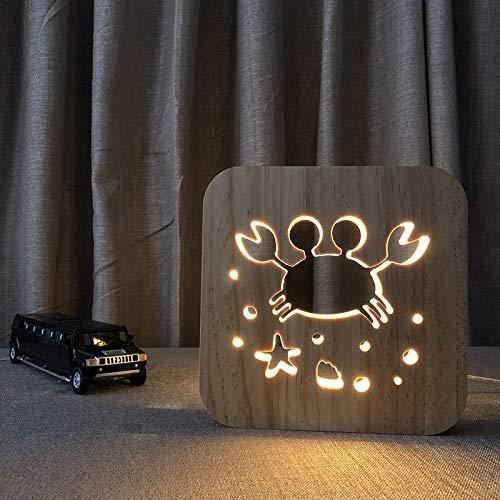 XDG Раци Тема 3D Дървена лампа LED нощна светлина Украса на Дома Стаите в Творчески Настолни Лампи за Детска Подарък