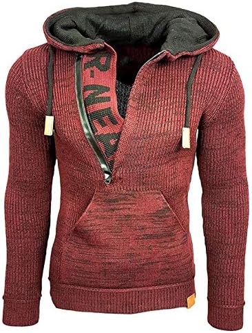 Мъжки Пуловер С качулка, Пуловер, Модерен Есенно-Зимния Свободен Пуловер в Голям Размер, за Боядисана Плосък Вязаная