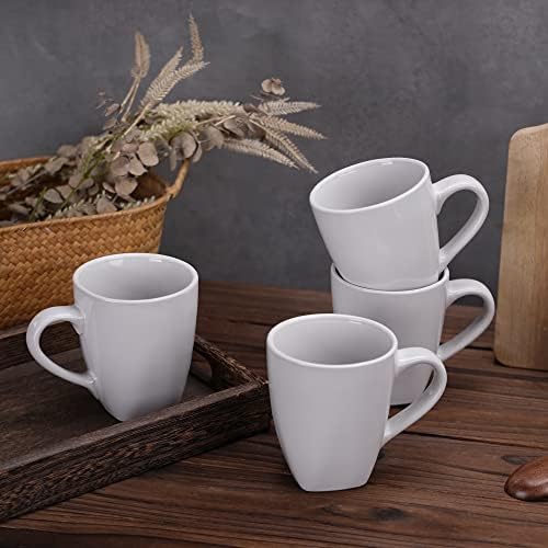 Чаши за кафе BOBOYM, Определени бели Кафе на Steins от Керамични чаши Кафе на обем 6, 12 унции с дръжка, Големи Кафени