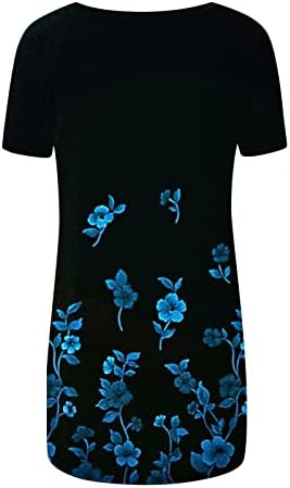 JJHAEVDY За Жени е Цветен Принт Големи Свободни Тениски Къс Ръкав през Цялата Силует Туника Върховете Плюс Размери Ежедневното Плажна Блуза 2023