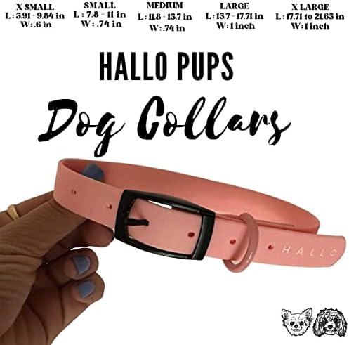 Нашийник за кучета Hallo Pups, най-новият водоустойчив, атмосферостойкий, издръжливи, устойчиви към миризми и замърсявания Гъвкав поли-каишка с метална кука (L, розов)
