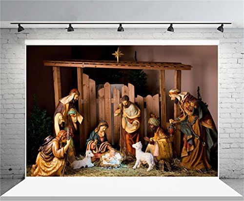 AOFOTO 8x6ft Вътрешността на Бараката Фон на сцената с яслями Христос Бебе Раждането на Исус Коледа Овчар Фон За Снимки