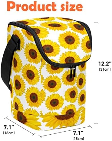 Чанта за обяд за Жени и Мъже, Утепленная Жълта Чанта-Тоут с Цветен Модел Семки, Бяла Кутия за Обяд, с Регулируема пагон