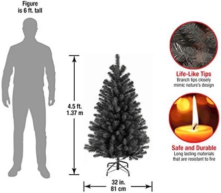 Изкуствена Коледна елха Tree National Company в реален размер, Черна, ела на Северна Долина, Включва Стойка, 4,5 Метра