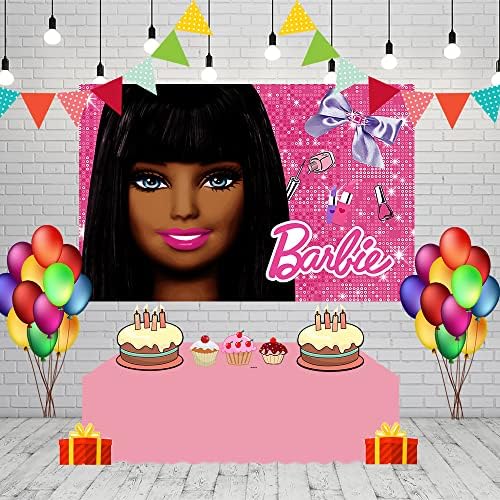 На черен Фон Барби за Фотография, Украса за Парти в чест на рождения Ден за Момичета, Банер за парти в чест на рождения