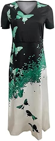 Секси Лятна рокля Fragarn в стил Бохо, Дамско Модно Нова Лятна Рокля с V-образно деколте и къс Ръкав с позиционни клавишни