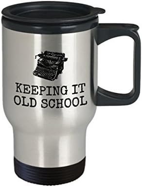 Пътна чаша за пишеща машина - Идея за подарък на Писателя - Писател, Автор подарък - Запазване на старото училище
