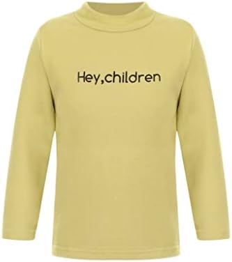 TTAO/Детско топлинна бельо, Блузи, тениски с дълъг ръкав, Есенно-Зимна Топла Тениска, Тениски, Жълт на Цвят, Тип C, 5-6