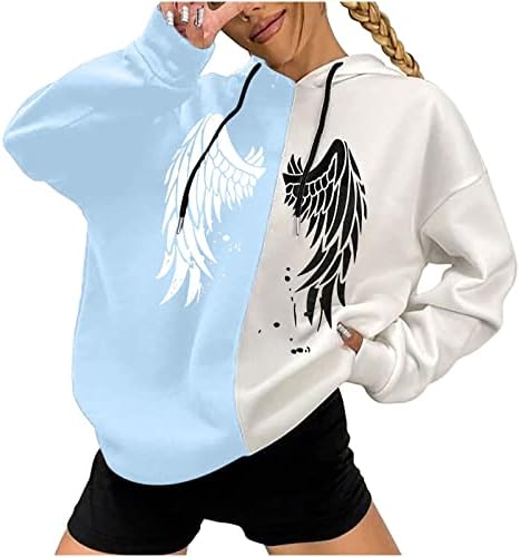 Пуловер за Момичета Свободен Намаляване с Графичен Дизайн, Ежедневните Реколта Готически Топли Блузи С Качулка, Есенни