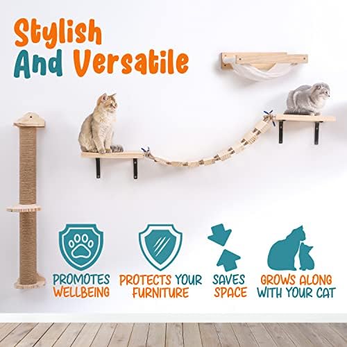 Набор от PATHOSIO PETS Cat Wall Jungle Set 1 - Плаващи Котка рафтове и убежища за стени, Котешка Стенни мебели за котки