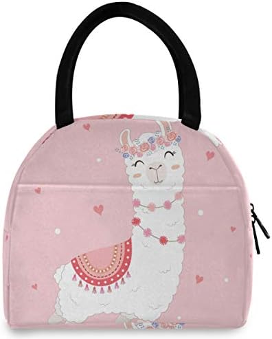 Случайна чанта за обяд Дамски - Сладко Llama Сърце Love Голяма Запечатани чанта за Обяд с плечевыми ремъци за работа