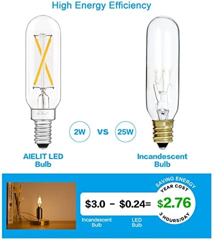 Led лампа AIELIT Т8/T6 E12 с регулируема яркост, 2 W (еквивалент на 25 W), по-Топъл Бял 2700K, Ламповые led крушки-Свещници