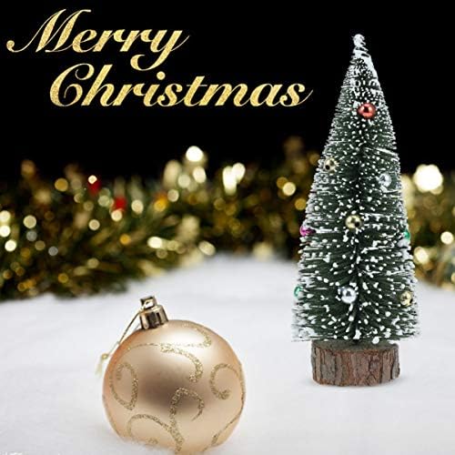 Amosfun 2 бр., Мини Коледно Дърво, Плот с Цветни Топки, Миниатюрни Коледно Дърво за Дома Магазин за Декорация на масата,