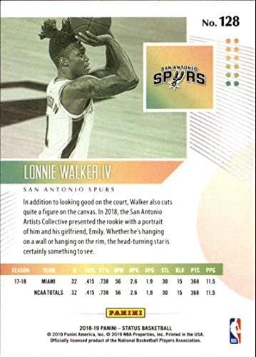 2018-19 Статут на Панини 128 Лони Уокър IV , начинаещ Сан Антонио Спърс , Баскетболно карта баскетболист в НБА