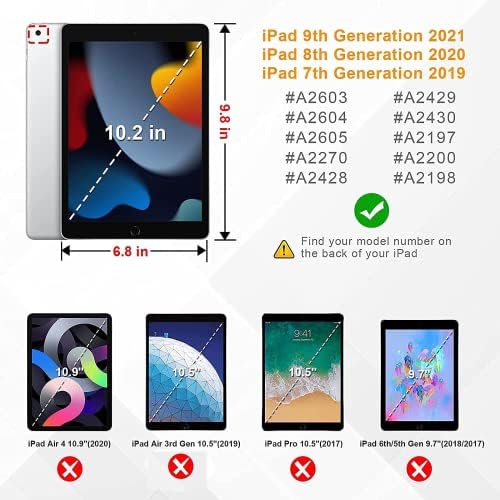 eTopxizu Калъф за iPad 10.2 9th / 8th /7th поколение (2021/2020/2019), Защитно фолио за екрана, Лек Удароустойчив калъф-поставка