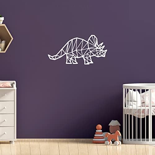 Vinyl Стикер на стената - Трисератопс - 17 x 34 - Модерен Забавен Стикер с Изображение на Динозаврите за детски Спални,