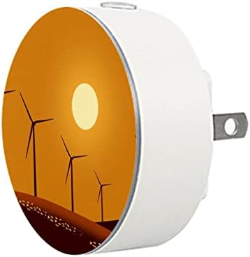 2 Бр Plug лека нощ Led нощна светлина Силуэтного на дизайна на Вятърните Турбини с Датчик от Здрач до Зори за Детска стая, Детска, Кухня, Коридор