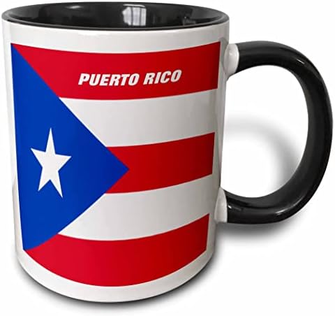 3dRose mug_45062_4 два цвята Черна чаша Държавен флаг Пуерто Рико, 11 грама, Многоцветен