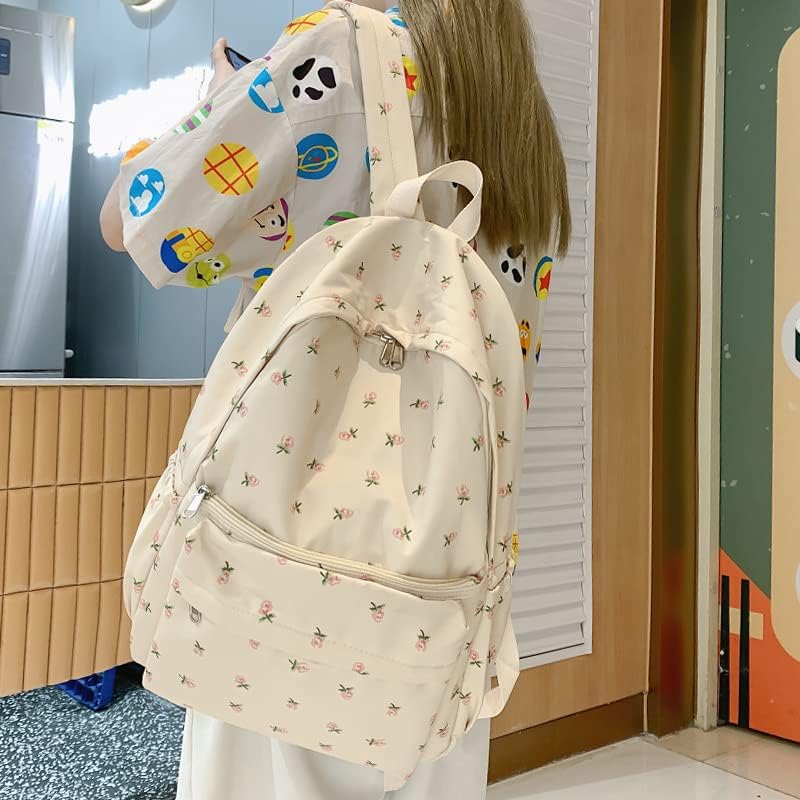 Раница Kawaii с флорални принтом, Сладка Училищна чанта, чанта за книги, Раница за лаптоп, Естетичен Y2k, Японската чанта