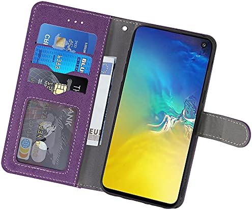 Asuwish е Съвместим с Samsung Galaxy S10e Чанта-портфейл и Защитно фолио за екран от закалено Стъкло, флип-надолу Капака,