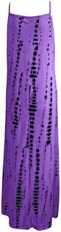 Летни Дамски Макси Рокля Без ръкави с V-образно деколте Fragarn, Свободни Ежедневни Дълги рокли