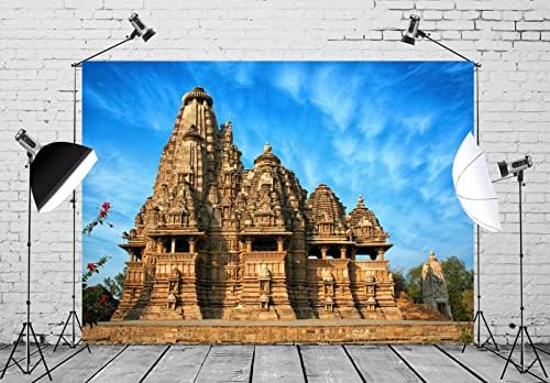 Loccor Плат 15x10ft Древните Индийски Западните Храмове на Фона на Храма на Вишванатх Khajuraho Индия Фон За Снимки Обект