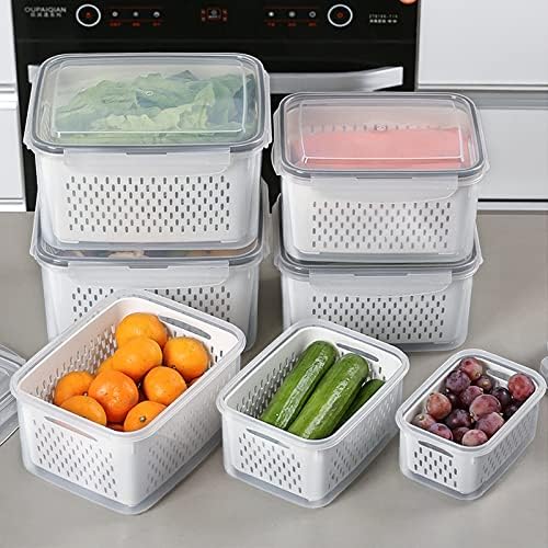 Контейнер за съхранение на храна в хладилника с капак и възможност за стифиране, съхранение на свежи продукти, за зеленчуци,