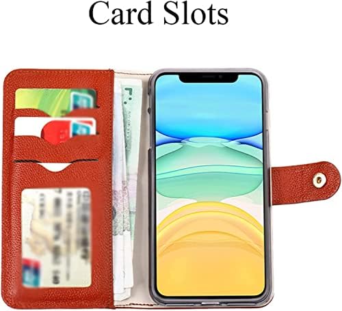 Чанта-портфейл DFAMIN за iPhone 14 Pro Max Премиум-клас от Естествена Кожа, Държач за карти, Магнитна Поставка за Фолио,