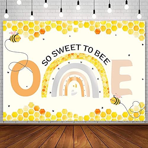AIBIIN 7x5ft So Sweet to Bee One Фон за Момичета в Деня на Първата Пчелите, Украса за парти в чест на 1-ви Рожден Ден,