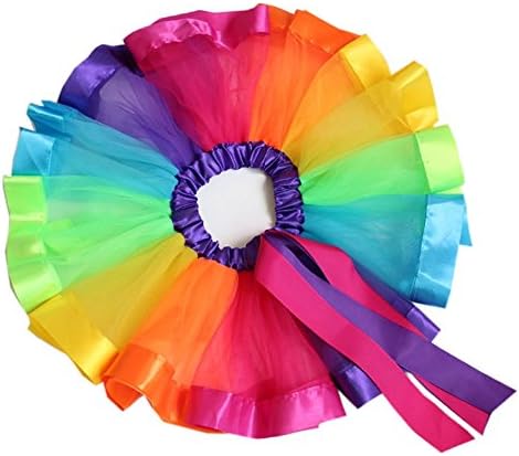 BGFKS Многопластова Балетната Фатиновая Пола-пакетче Дъга за Малки Момичета, Украсени с Разноцветни Панделки за Коса
