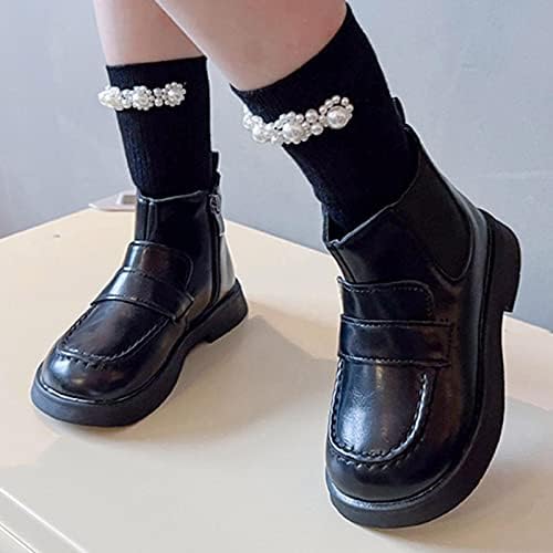 Модерен Есенно-зимни Детски обувки за момчета и момичета; Обувки Mary Jane, с равна подметка и нисък Ток; Однотонная