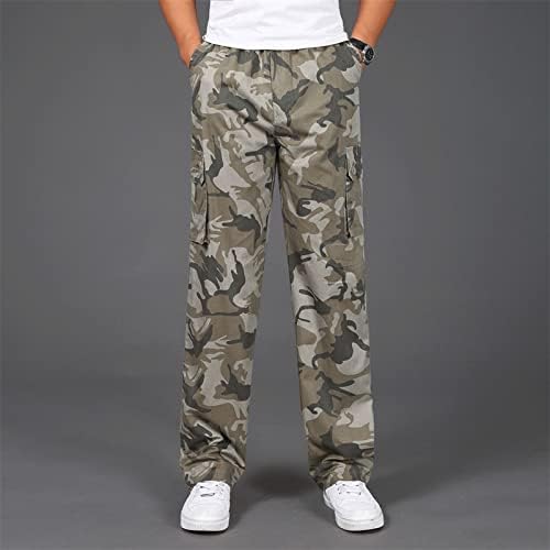 Мъжки Модни Ежедневните Свободни Памучни панталони Големи размери с джоб дантела, Камуфляжные Панталони с Еластичен ластик