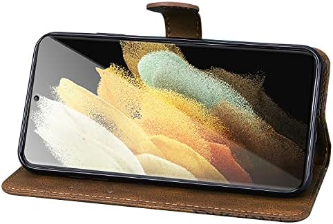 LEMAXELERS Samsung S23 Ultra Case, Galaxy S23 изключително тънък кожен портфейл премиум-клас с панти капак и държач за