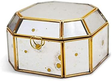 KINGX Мед Platinum Ретро Бижута В Европейски Стил Стъклена Кутия За Съхранение на Бижута за Колиета, Пръстени, Обеци,