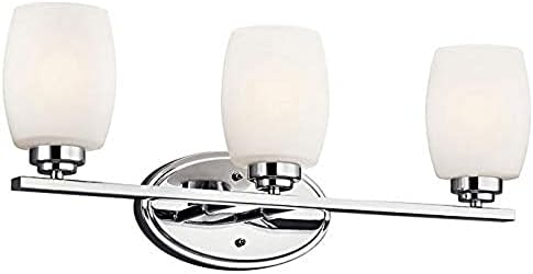 Led тоалетка Kichler Eileen 24 3 Light с Матирано Опаловым стъкло в Сплъстената никелевом корпус с гравиран Сатен