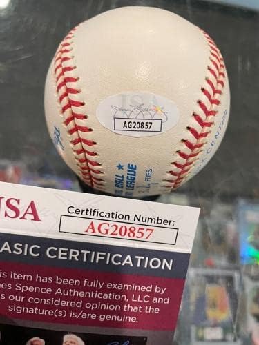 Анди Кери Ню Йорк Янкис 56 Шампионите Подписаха Официалните бейзболни топки Jsa Mint с автограф