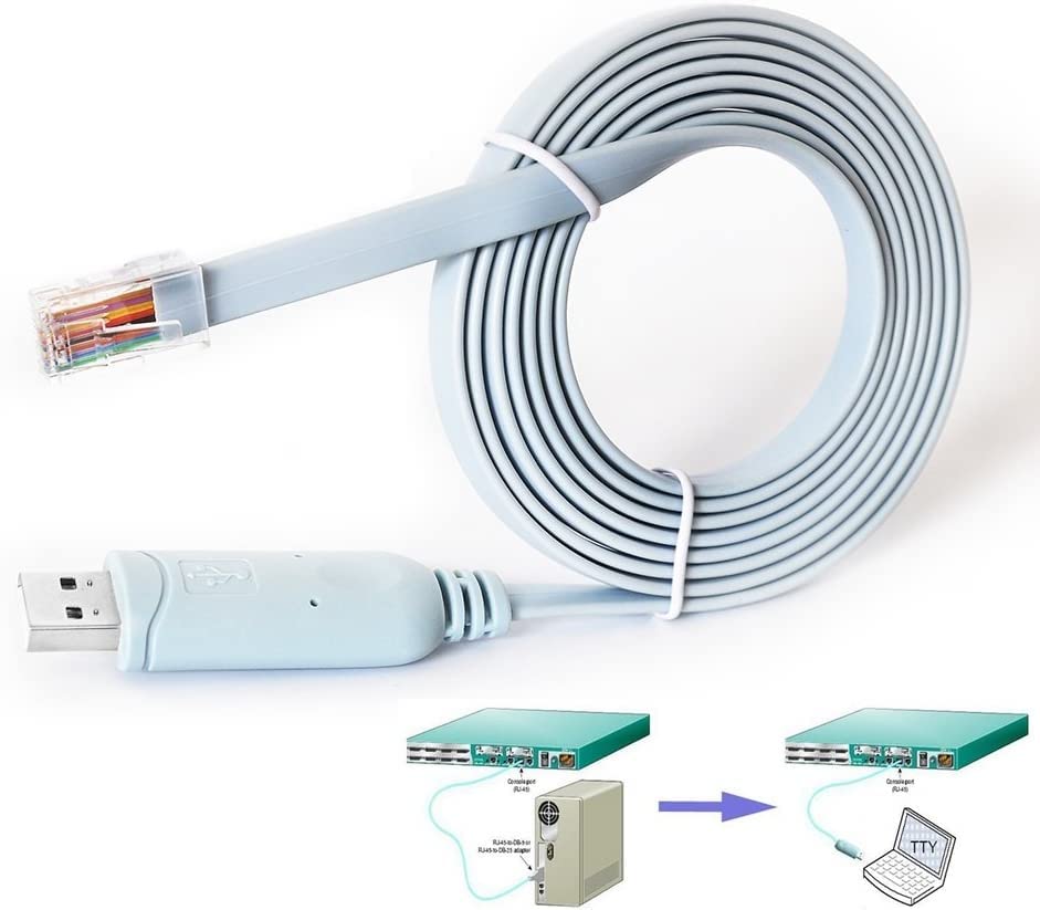 Съвместим със Cisco Конзола кабел 6 Метра, USB, RJ-45 Кабел FTDI Pollover за Windows 8, 7, Vista, MAC, Linux RS232 (1,8