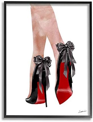Закупуване на модни обувки на висок ток Stupell Industries с Червено дъното и лък, Дизайн Ziwei Li Art, 10 x 15, Стенни