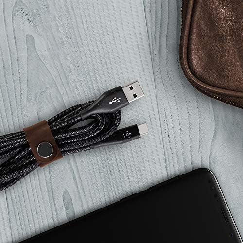 Кабел Belkin DuraTek Plus USB-C-USB-A с каишка (Сверхпрочный USB кабел-C-USB-C / USB Type-C), Черен, 6 ' /1,8 м