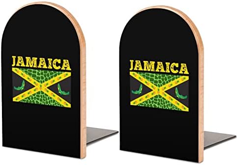 Флаг на Ямайка Декоративни Поставки за книги за Рафтове, 1 Чифт Торцов за книги, Нескользящая Офис Поставка