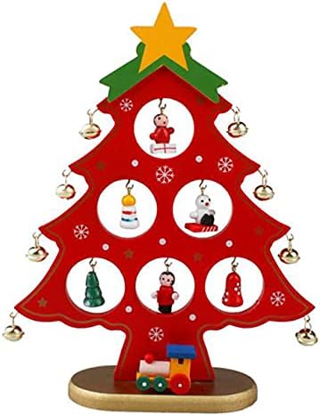 Sollarisy Дървена Настолна Коледно Дърво Забавни Миниатюрни Коледна Украса