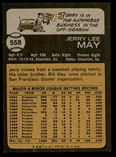 1973 Topps 558 Джери Мей Канзас Сити Роялз (Бейзболна картичка) NM / MT Рояли